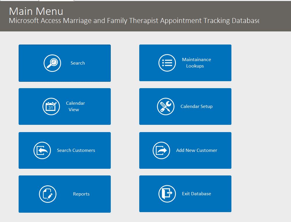 Marriage and Family Therapist Appointment Tracking Template Outlook Style | Appointment Database